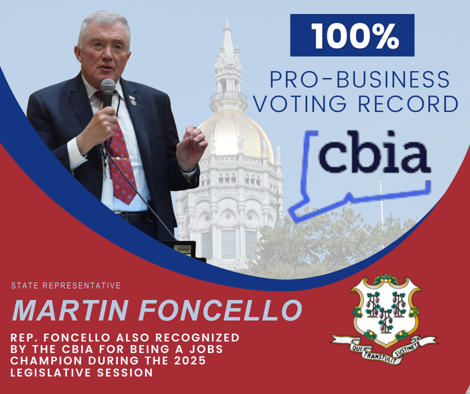 Rep. Foncello Recognized as Jobs Champion in 2025 CBIA Scorecard